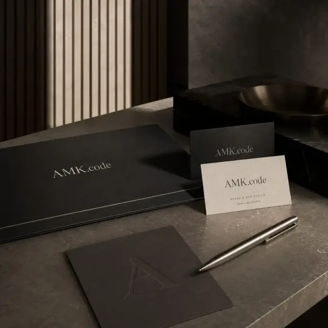 AMK.code stationery: folio, business cards and embossed insert